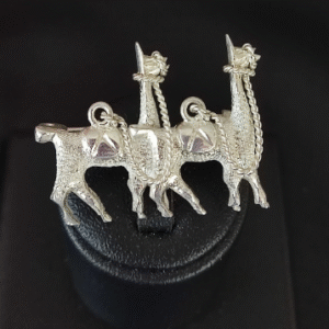 Prendedor Llama Doble en plata 950