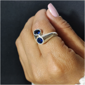Anillo en plata 950 Doble Piedra