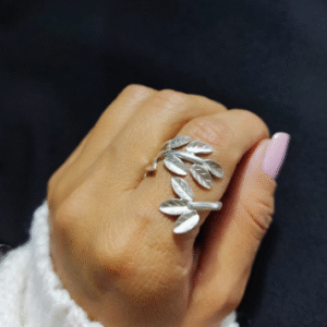 Anillo en plata 950 Hojas Ajustable