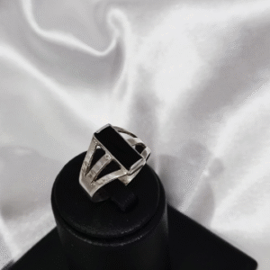 Anillo en plata 950 Onix Rectangular