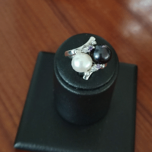 Anillo en plata 950 Hojas Doble Perla