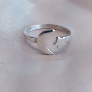 Anillo luna y estrella en plata 950
