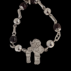 Pulsera en plata 950 Madre e hijo con piedra granate