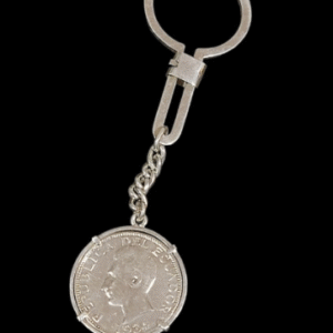 Llavero en plata 950 con moneda de plata antigua